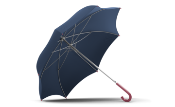 Granatowy parasol jako symbol ubezpieczenia od następstw nieszczęśliwych wypadków dla korporacji