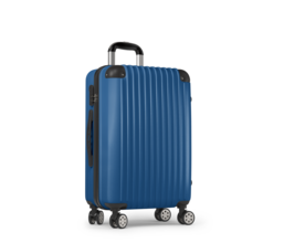 Niebieska walizka symbolizująca ubezpieczenie podróżne