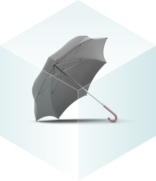 Szary parasol symbolizujący ochronę ubezpieczenia grupowego NNW dla pracowników 
