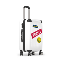 Biała walizka na kółkach, z którą możesz podróżować poza granicami Polski