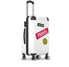 Biała walizka turystyczna
