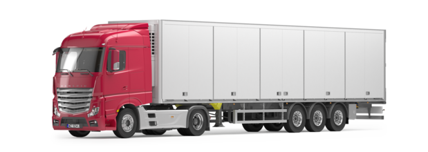 Ubezpieczenie przewoźnika oraz towarów przewożonych w czerwono szarej ciężarówce