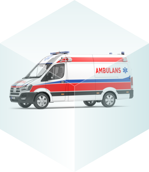 Ambulans medyczny symbolizujący ubezpieczenie w razie wypadku