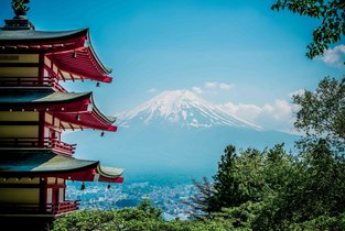 Widok na górę Fuji w Japonii