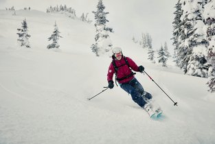 Narciarz zjeżdżający na nartach 