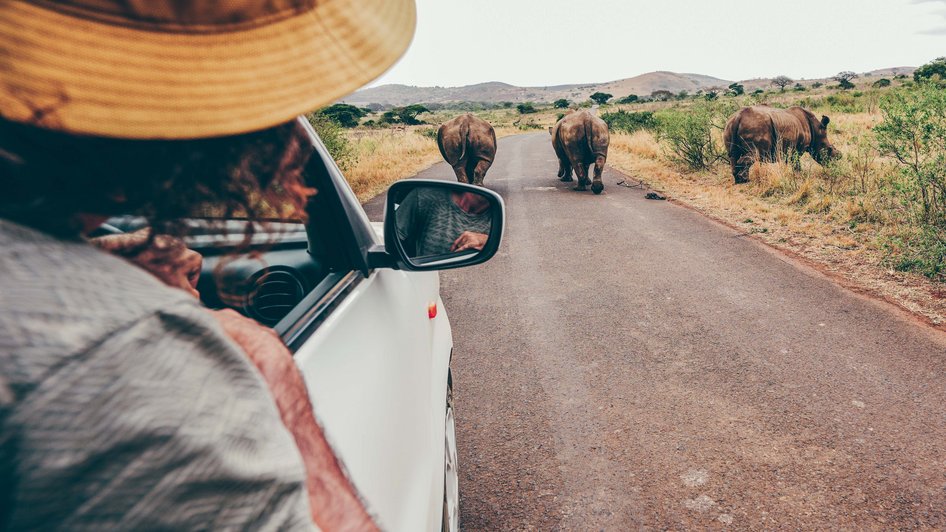 Mężczyzna na safari w RPA
