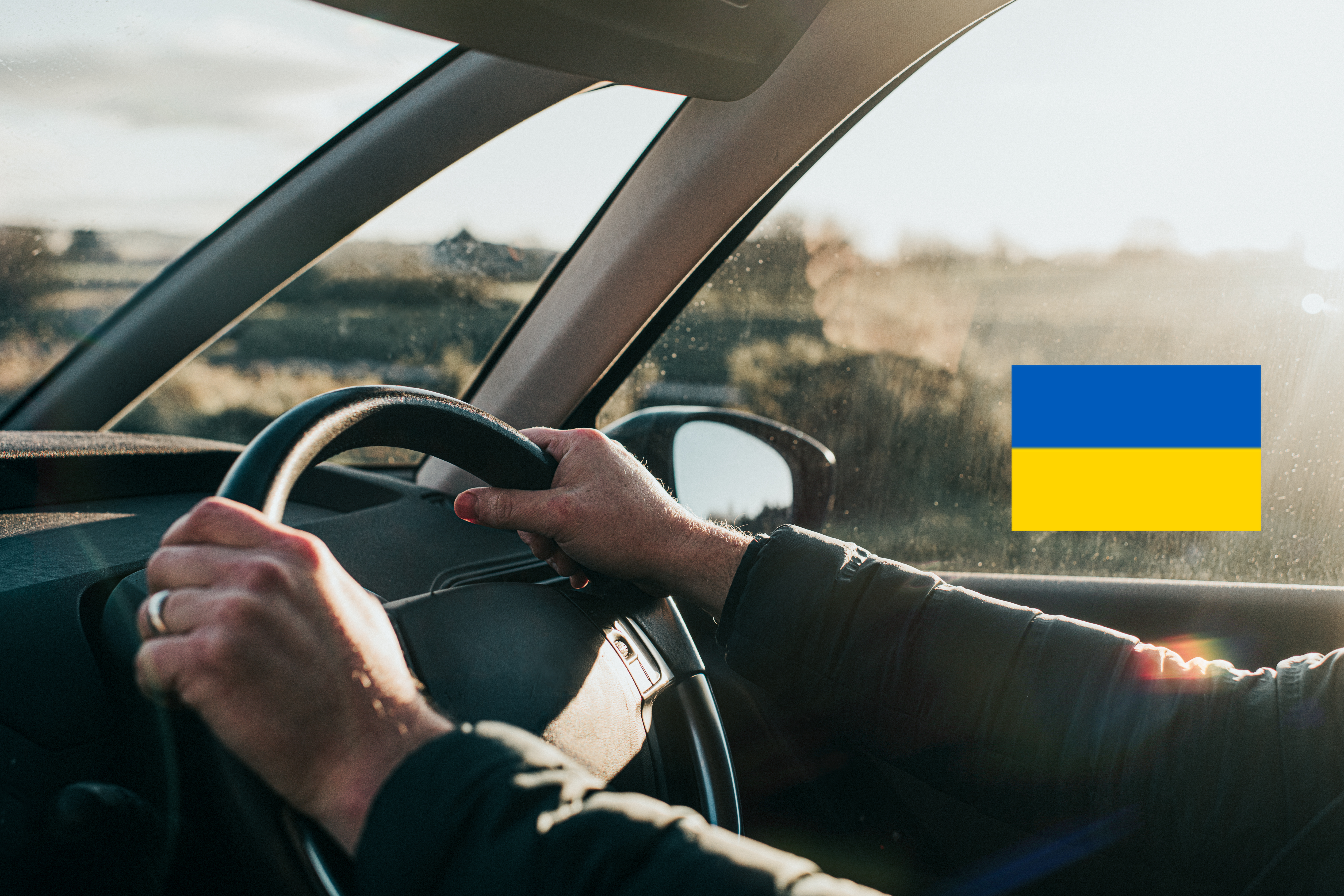 Mężczyzna prowadzący ukraiński samochód
