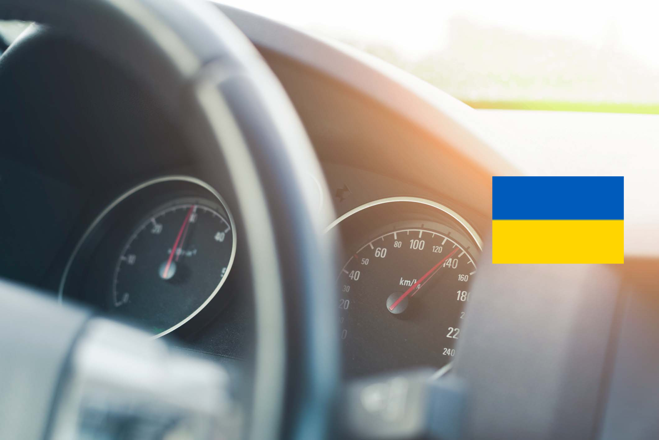 Flaga Ukrainy Kierownica samochodu osobowego